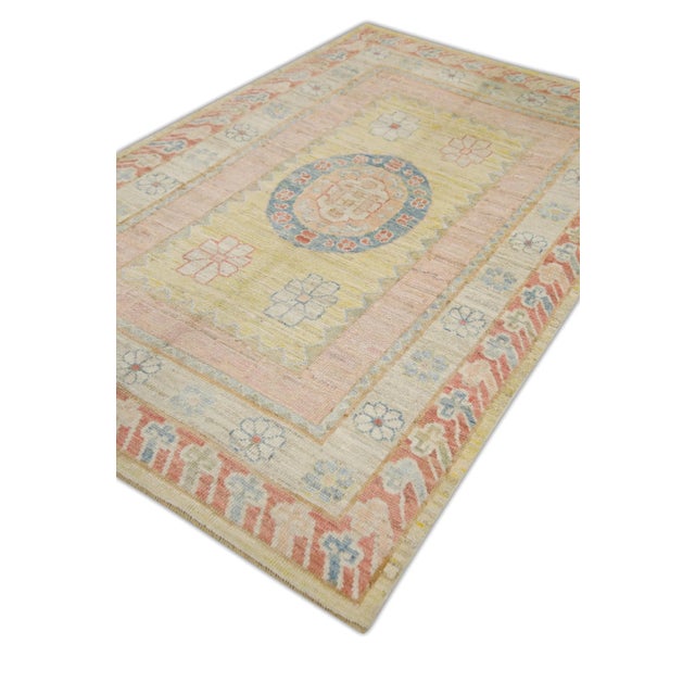 Early 21st Century Multicolor Old Wool Turkish Oushak Rug 5'5" X 8'2" For Sale - Image 5 of 7