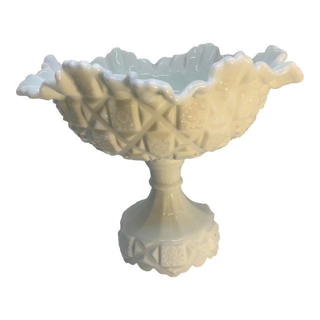 Vintage West Moreland Milk Glass Compote Dish For Sale
