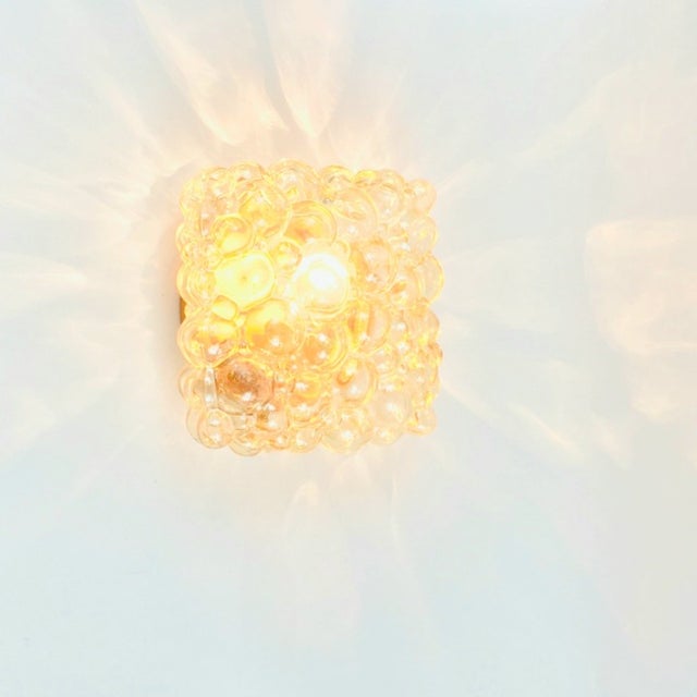 Glashütte Limburg 1970s Mid-Century Modern Amber Bubble Glass Wall Light/Sconce or Flush Mount/Ceiling Light by Helena Tynell for Limburg, Germany For Sale - Image 4 of 8