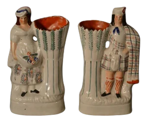 Large Antique Late 19th Century Scottish Figures- a Pair