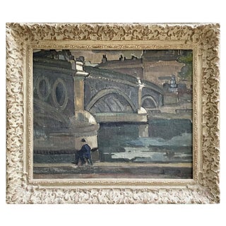 Fisherman on the Banks of the Seine, 1930-1940, Oil on Canvas For Sale
