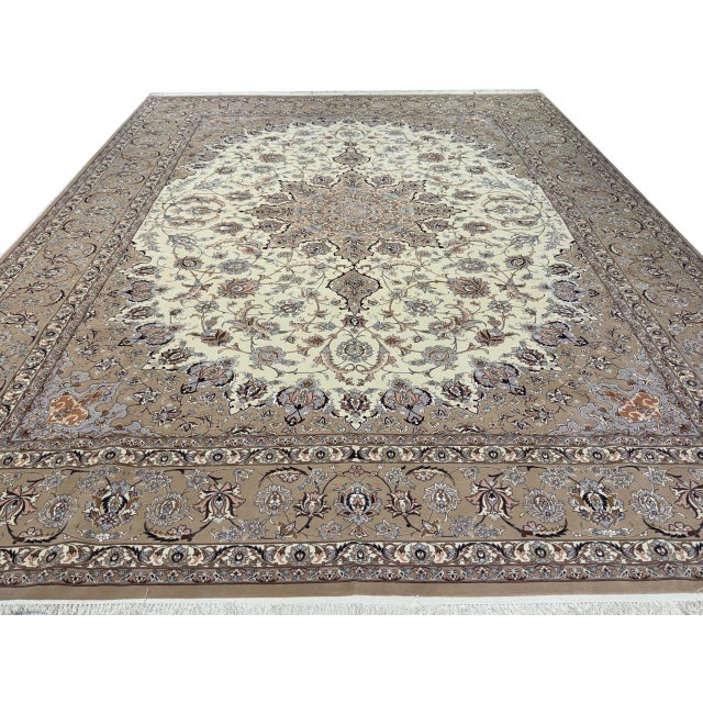 Super Fine Hand Knotted Persian Silk & Wool Isfahan Rug 8'4"x 12' For Sale - Image 14 of 14