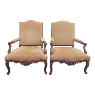 Pair or Antique French Louis XV Style Armchairs For Sale