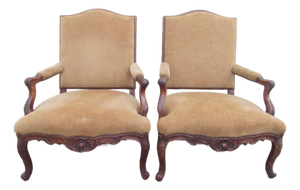 Pair or Antique French Louis XV Style Armchairs