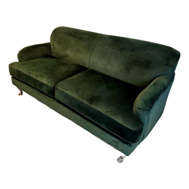 Emerald Green Velvet 3-Seater Sofa For Sale