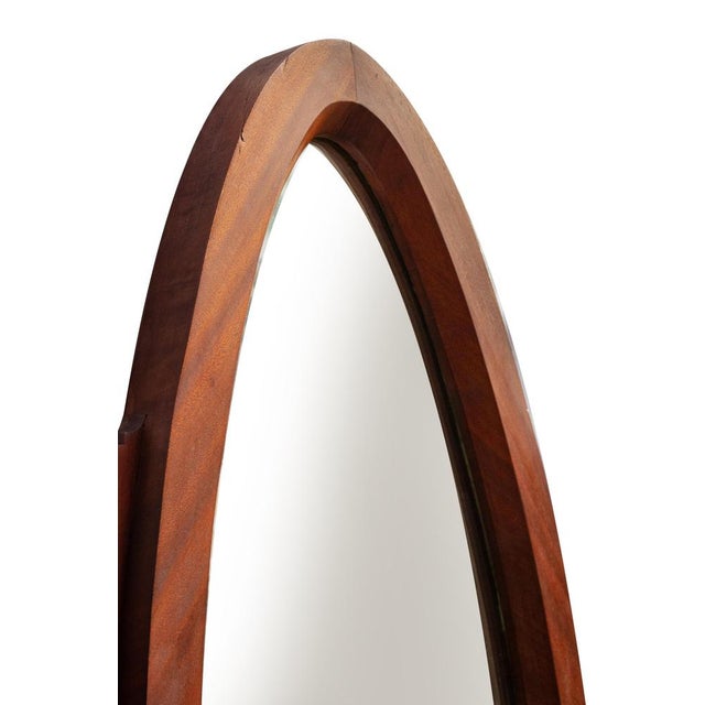 Vintage Wooden Oval Mirror with Drawer, Italy For Sale - Image 5 of 10