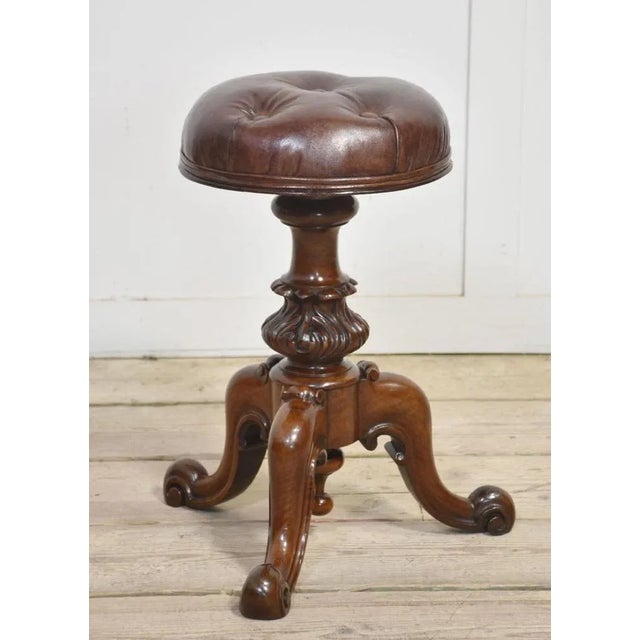 Wood Walnut Adjustable Piano Stool For Sale - Image 7 of 7