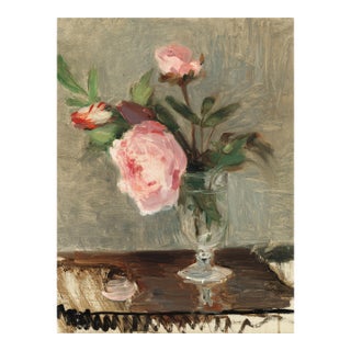 Vintage Pink Peony Floral Still Life Art Print by Berthe Morisot - 30" X 40" For Sale