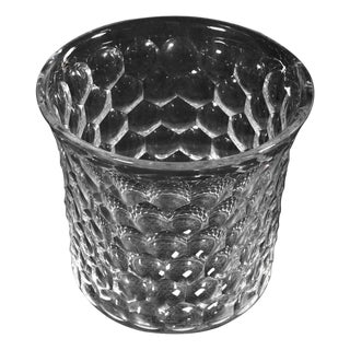 Vintage Crystal Vase with Honeycomb Decoration, France, 1970s For Sale