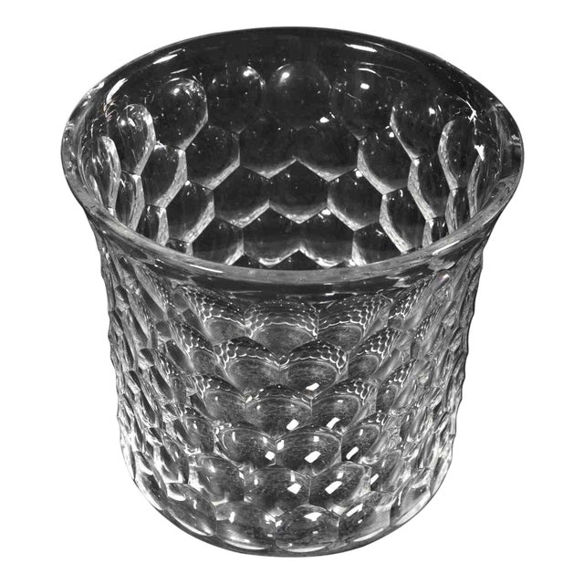 Vintage Crystal Vase with Honeycomb Decoration, France, 1970s For Sale