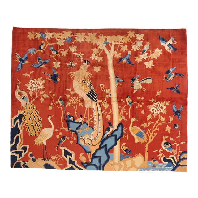 Vintage Chinese Pictorial Rug, 09'11 X 07'11 For Sale