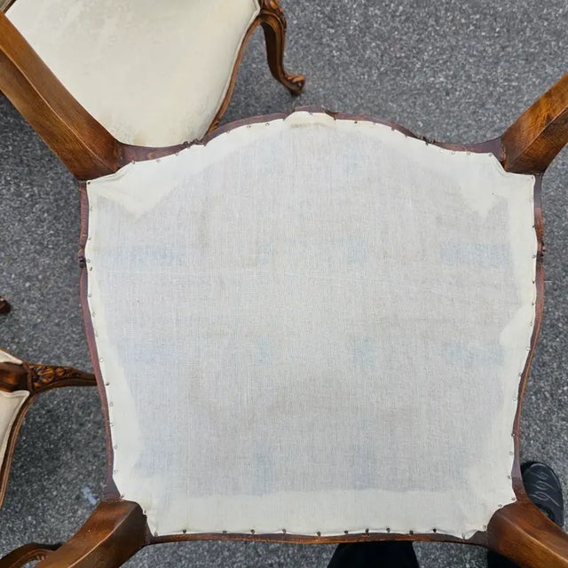 Vintage Set of 8 Carved Custom Louis XV Style Dining Chairs For Sale - Image 10 of 11