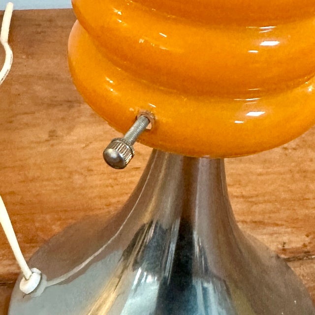 Vintage Orange Lamp with Chrome Tulip Base & Glass Shade, 1970s For Sale - Image 11 of 15