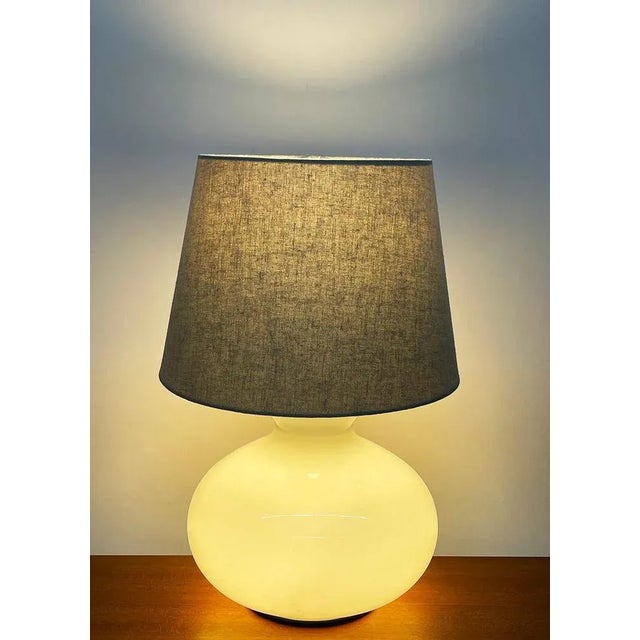 Dutch White Glass Table Lamp by Dijkstra, 1970s For Sale - Image 4 of 12