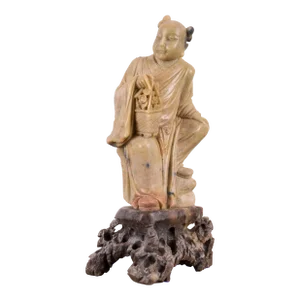Chinese Immortal Lan Caihe Soapstone Carving