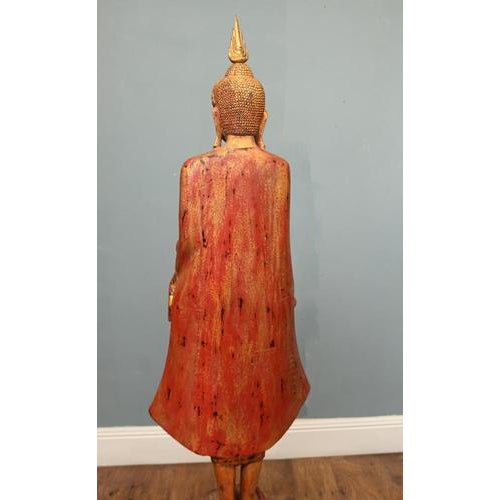 Burmese Carved Standing Buddha Statue For Sale - Image 14 of 17