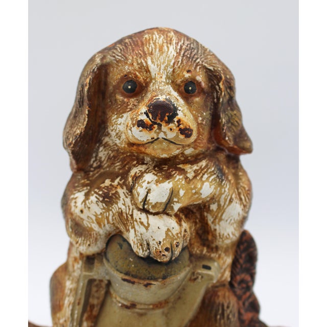 Circa 1900 English Cast Iron Painted Dog Doorstop For Sale - Image 4 of 5