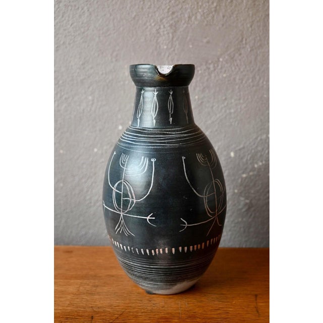 Vintage Ceramic Pitcher by Atelier Montgolfier Yvon Roy, 1950s For Sale - Image 4 of 9
