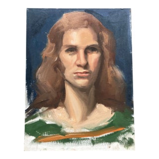 1970s Vintage Impressionist Androgynous Portrait Painting For Sale