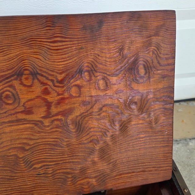 Wood Antique Old-Growth Curly Pine Blanket Chest W/ Hand-Forged Iron Strap Hinges, C. 1880 For Sale - Image 7 of 10
