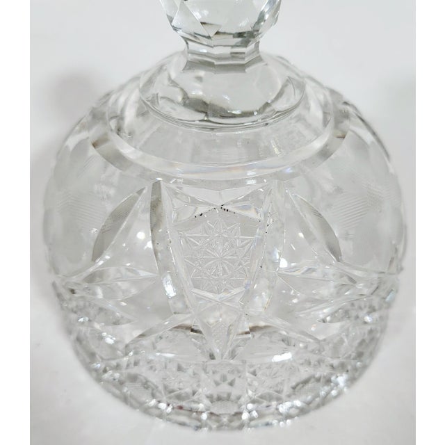 Antique American Brilliant Cut Covered Glass Cheese Plate Dish & Bell For Sale - Image 10 of 12