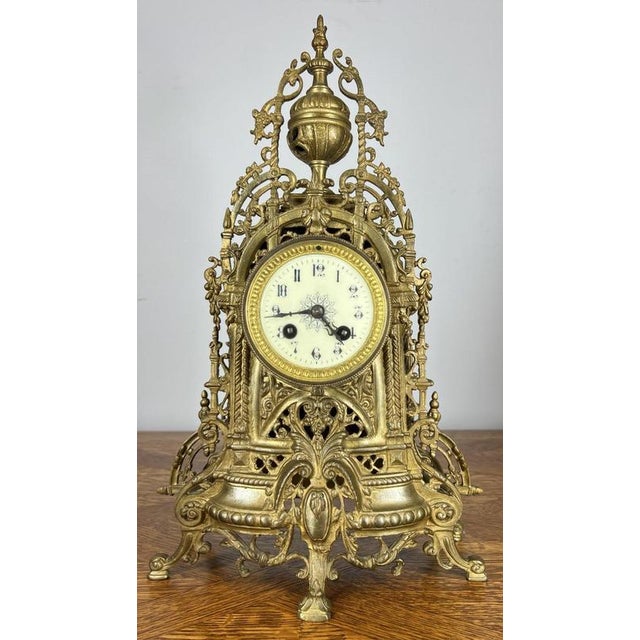 Vintage French Style Architectural Brass Garniture Set, Set of 3 For Sale - Image 3 of 17