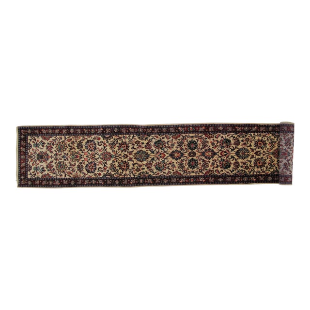 1960s Vintage Persian Sarouk Runner Rug - 2′7″ × 15′2″ For Sale