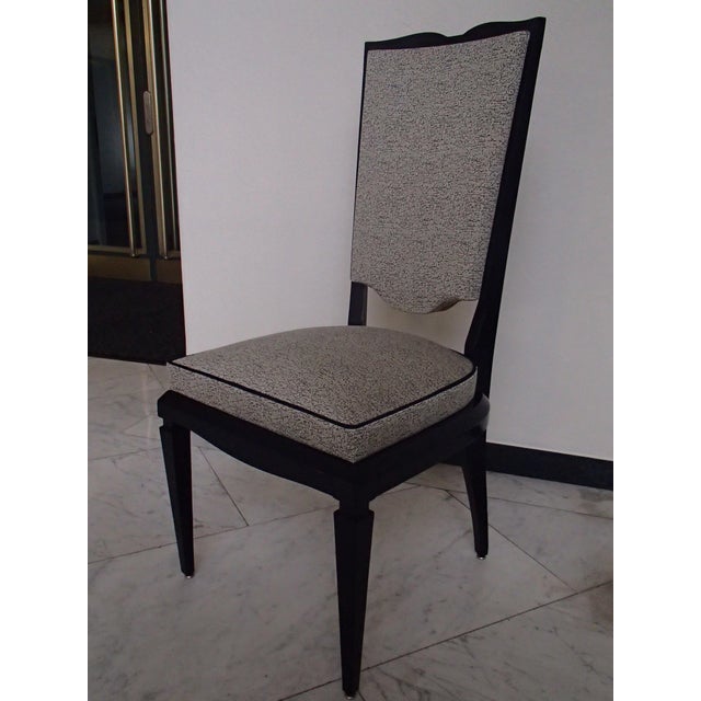 Wood Art Deco Black and White Dining Chairs, 1940s, Set of 6 For Sale - Image 7 of 9