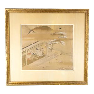 18th Century Japanese Edo Period Kano School Watercolor Painting on Paper