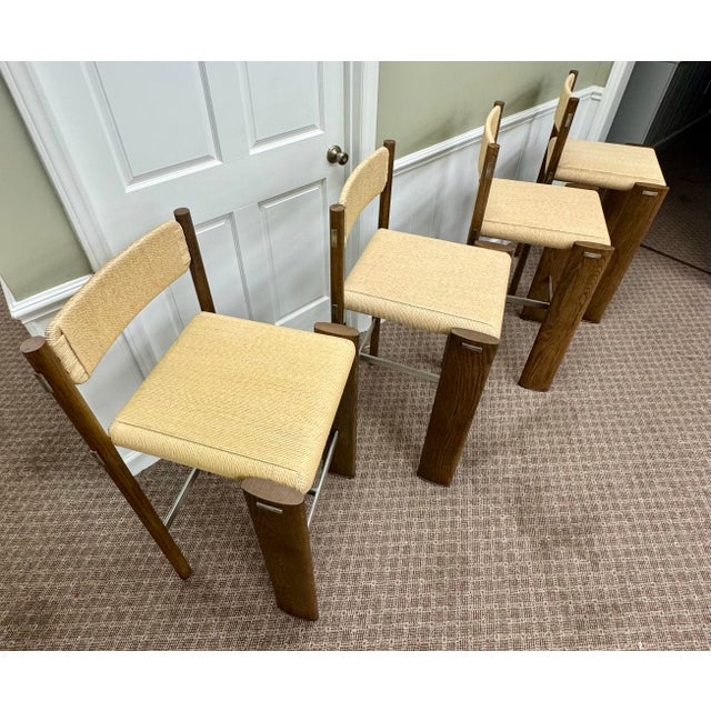 2020s Marmol Radziner for Baker / McGuire Nichols Woven Bar Stool, Set of 4 For Sale - Image 5 of 12