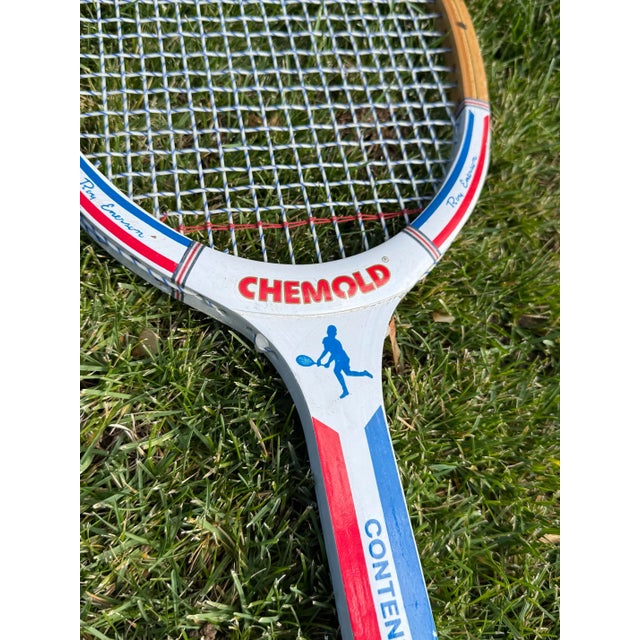 Pair of Colorful Vintage Wooden Tennis Rackets For Sale - Image 6 of 12