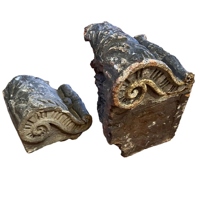 With acanthus and scrolled decoration. Probably from the facade of a building. MARKS Sotheby's Auction string tag....