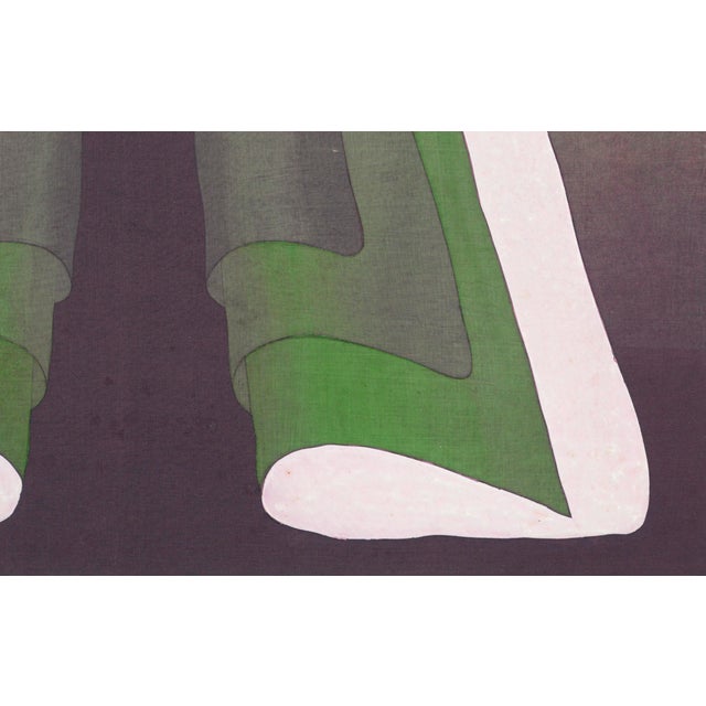 Modern Green, White & Black Abstract Geometric Kimono Collagraph, Masterplate #1 by Patricia A. Pearce For Sale - Image 4 of 7