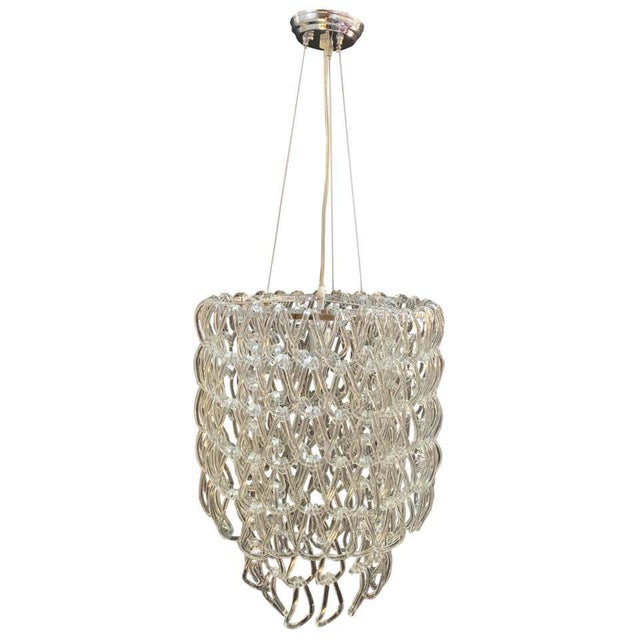 Transparent Hand Blown Linked Glass Chandelier For Sale - Image 8 of 8