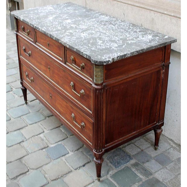 Mahogany Chest of Drawers with Marble Top, 18th Century For Sale - Image 4 of 9