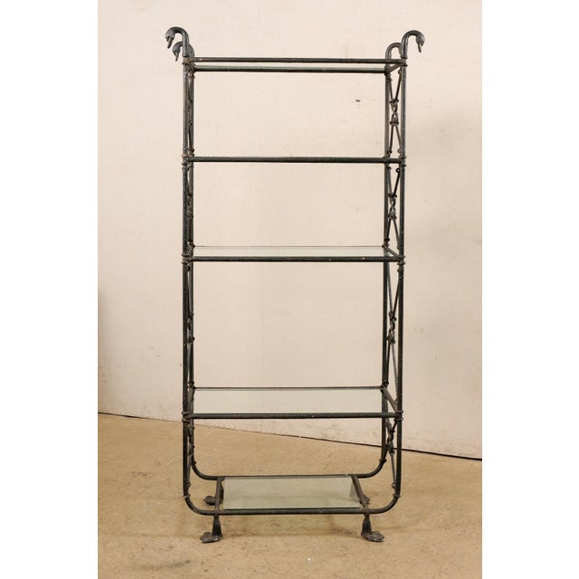 Black Mid 20th Century French Giacometti Style Tall Étagère For Sale - Image 8 of 11