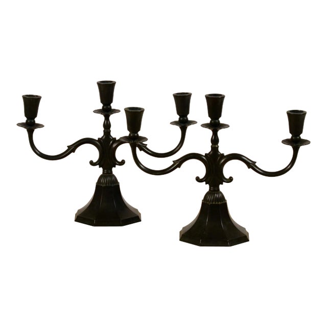 Large Candelabra in Disko Metal by Just Andersen - A Pair For Sale