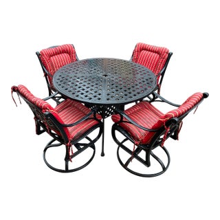 Beautiful Heavy 7 Piece Hanamint Patio Set Table & 6 Swivels • For Sale