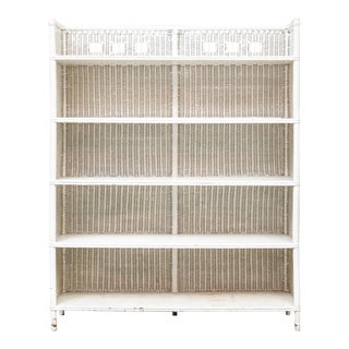 1920s Antique White Wicker Bookshelf For Sale