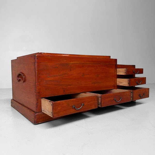 Antique Japanese Wooden Hibachi with Five Drawers, 1890s For Sale - Image 4 of 16