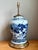Antique Style Blue Ceramic Lamp With Wooden Base For Sale - Image 4 of 17