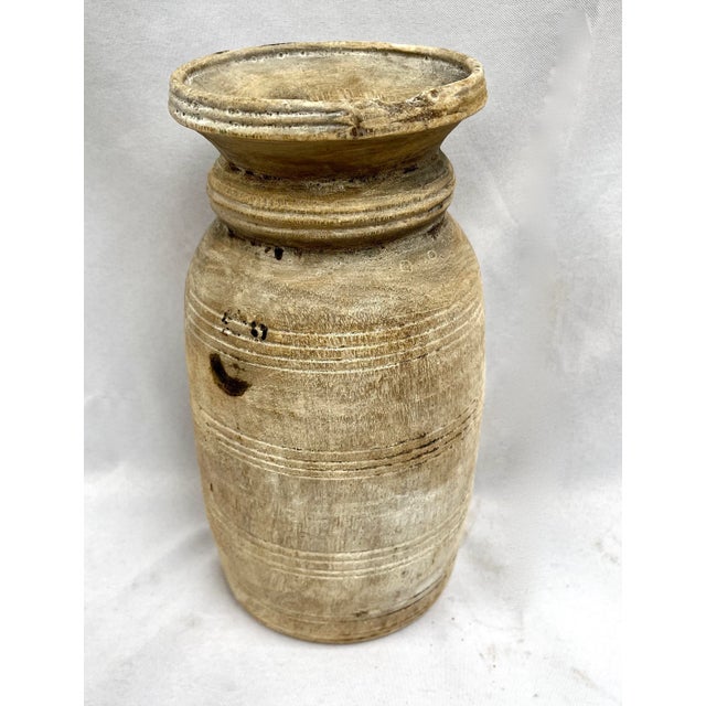 Farmhouse Rustic Bleached Wood Vase/Jug For Sale - Image 3 of 11