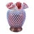 Large Midcentury Fenton Cranberry Hobnail Opalescent Vase 7.5" For Sale