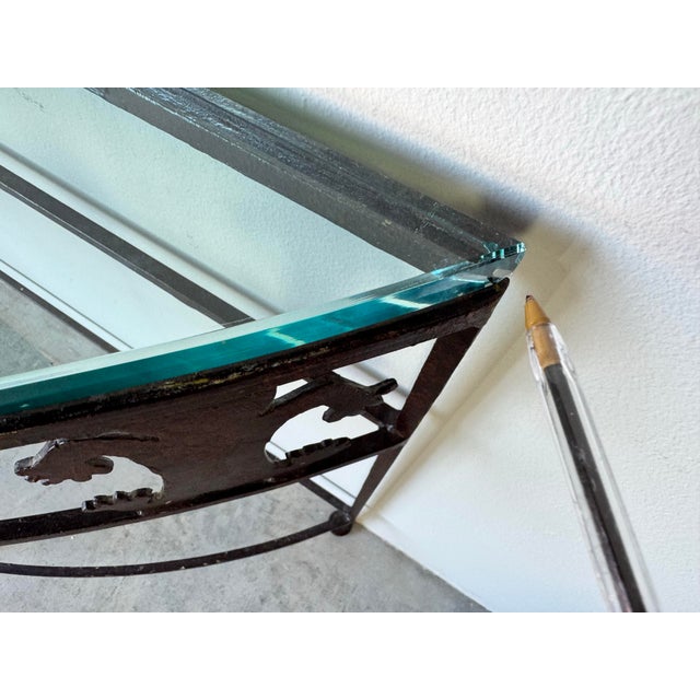 1980's Rosemary Pozzi Franzetti Taos - Style Hand Cut Oxidized Steel Demilune Console Table For Sale - Image 11 of 12