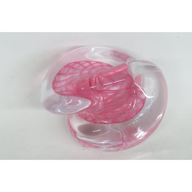 Large Mid Century Style Art Glass Paperweight Pink Swirl Clear Overlay 5193b For Sale In Miami - Image 6 of 13