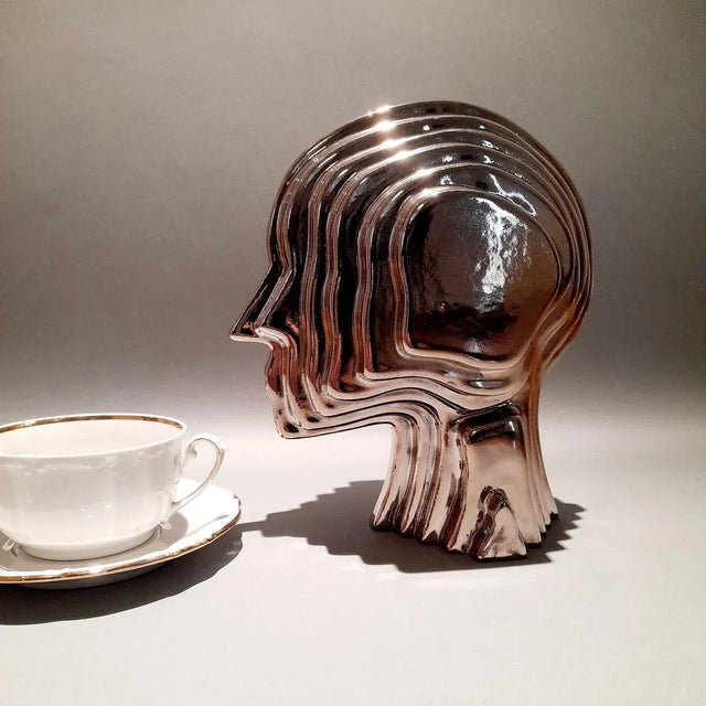 Edward Ceramic Sculpture with Platinum Finish by Francesco Bellazecca For Sale - Image 4 of 6