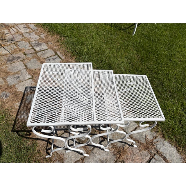 Set 3 Mid Century Iron Nesting Patio Tables For Sale - Image 4 of 5
