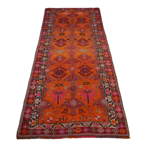 Antique Turkish Hand-Knotted Short Runner Rug