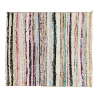 Mini Vintage Striped Rag Rug - 2`4″ X 2`7″ For Sale