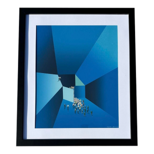Kurt Larisch Monochromatic Blue Original Serigraph (15/100), Framed